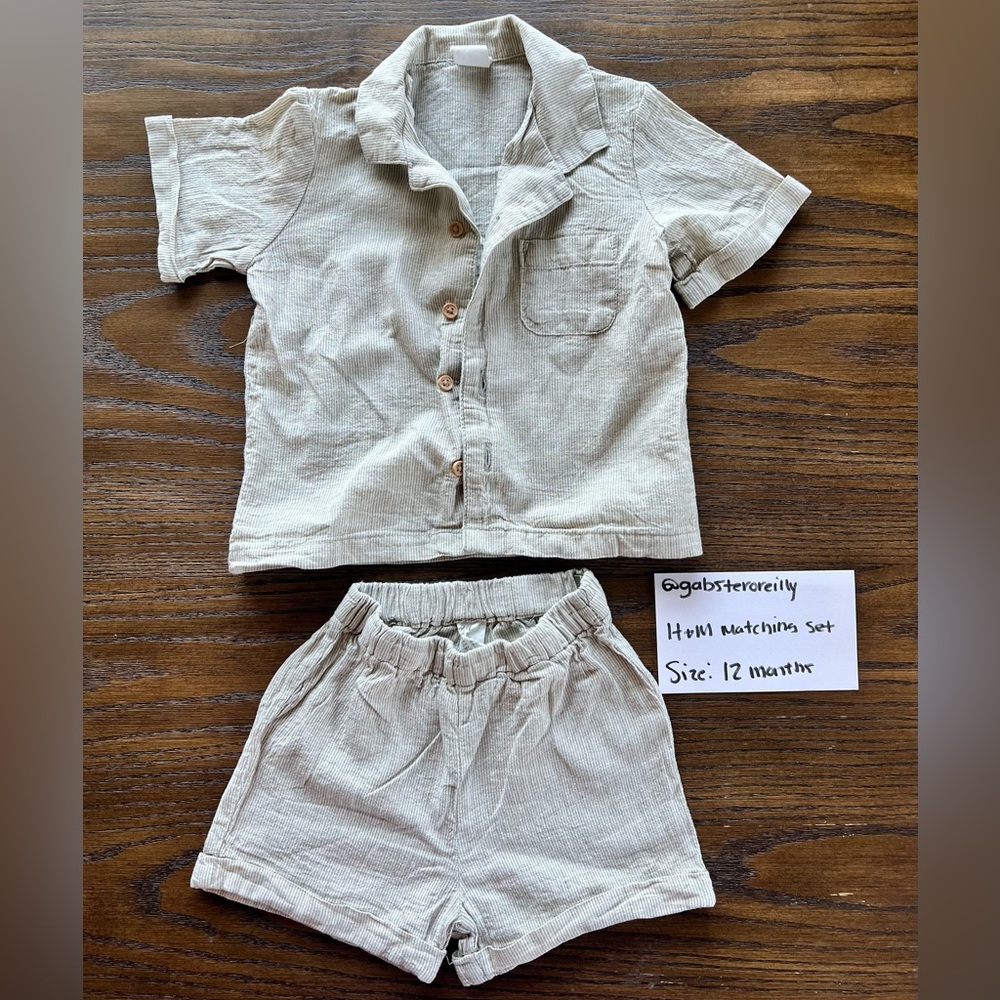 H&M Beige Toddler Shirt and Shorts Set